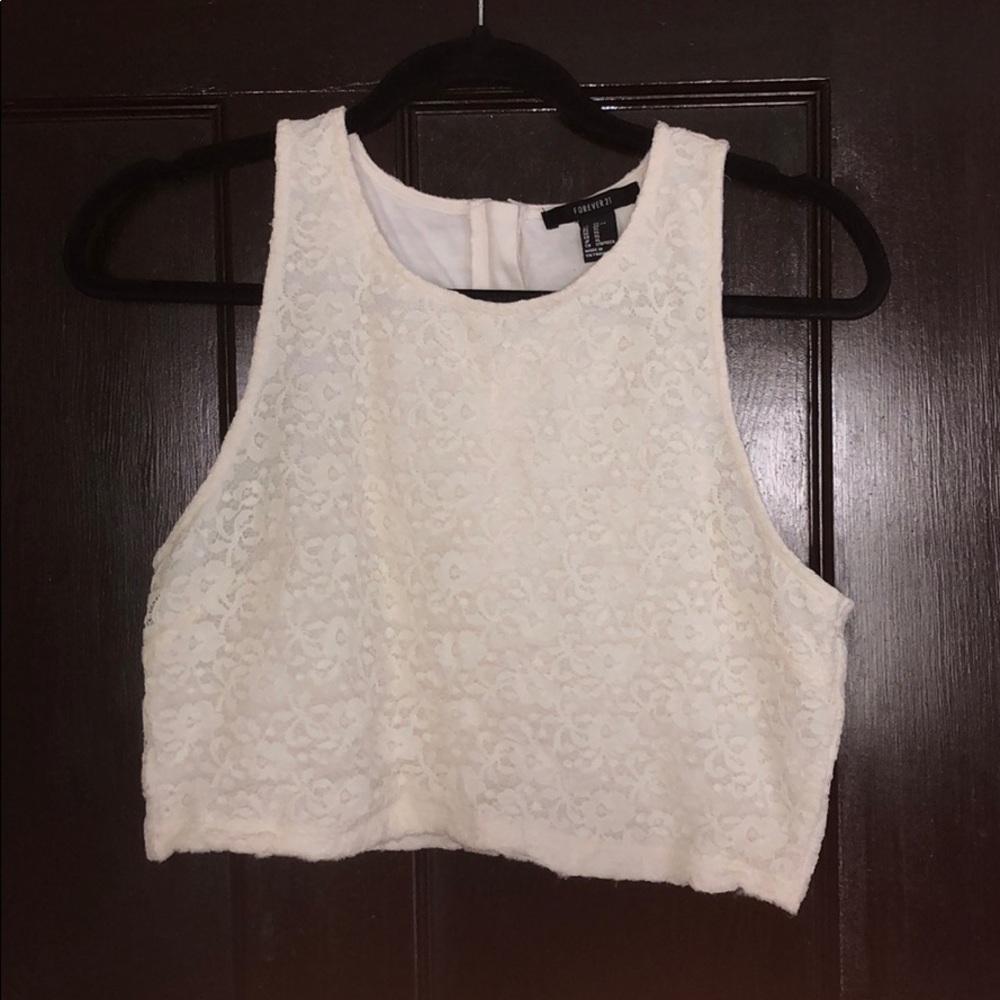 White lace crop top, Forever21, size XL